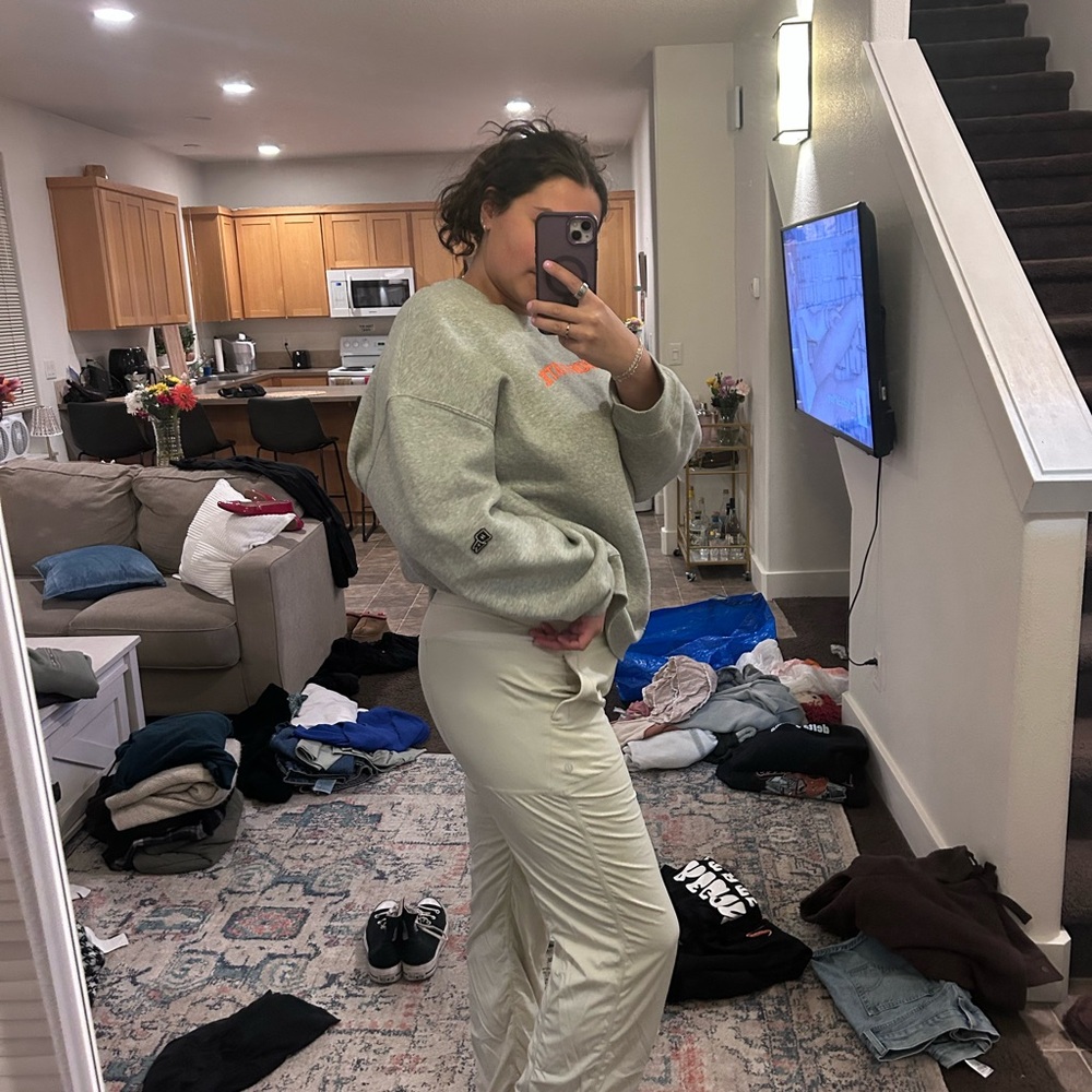 Gray Sweatshirt with Orange Logo